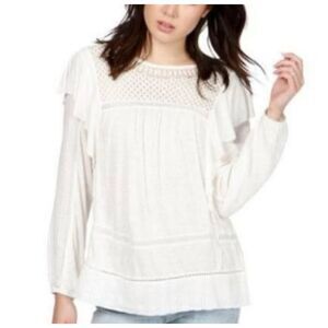 Lucky Brand Live in Love Eloise Embroidered White Lace Top Women’s Size XL